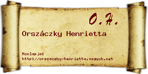 Orszáczky Henrietta névjegykártya